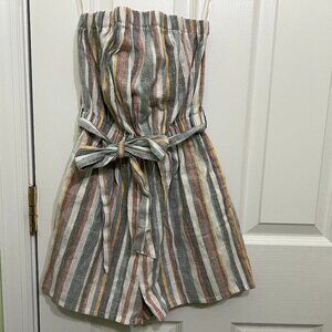 EUC Derek Heart Striped Romper Womens Size S